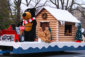 Bear snow removal worker